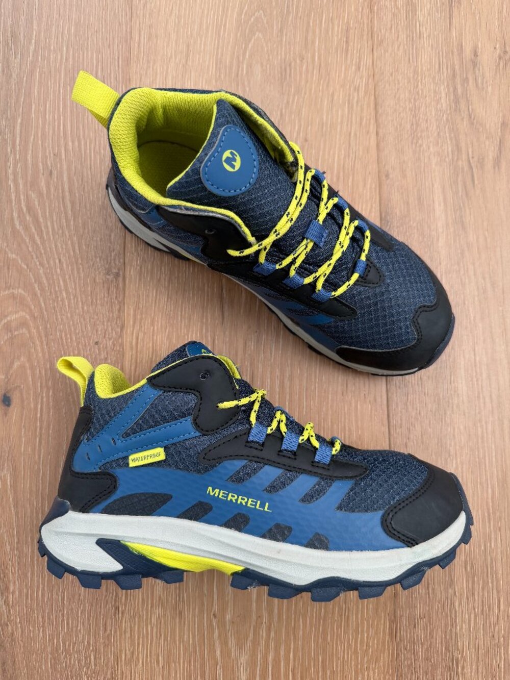 Merrell Hiking Boots Kids Boys 5 Moab Speed 2 Mid Waterproof Navy Blue Shoes